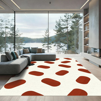 Dark Red Pill Shapes Repeat Rug