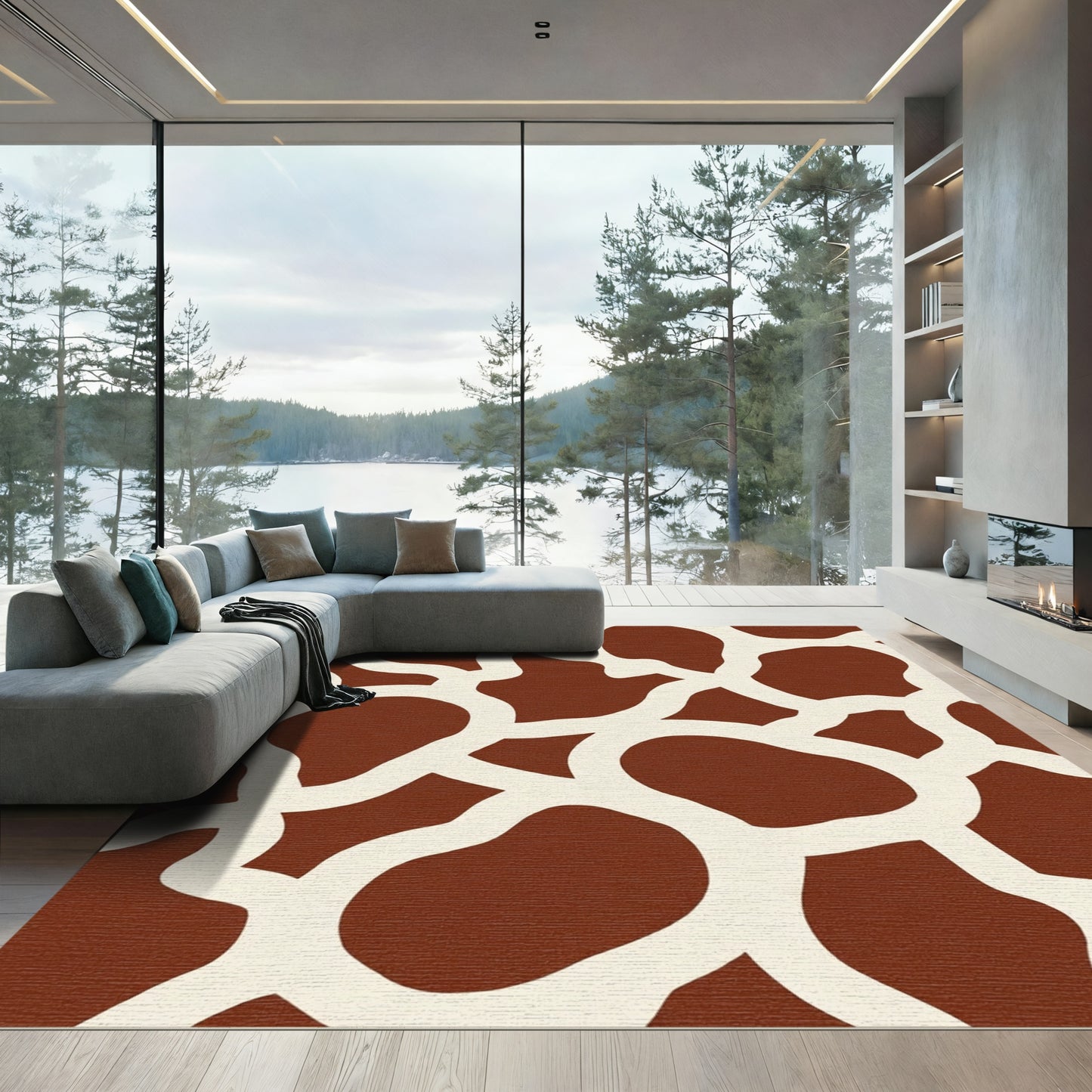 Brown Ivory Organic Patchwork Rug