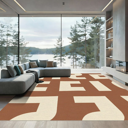 Retro Cream Geometric Swirl Rug