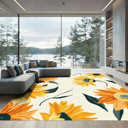 Golden Amber Sunflower Meadow Rug