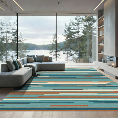 Abstract Horizontal Stripe Canvas Rug