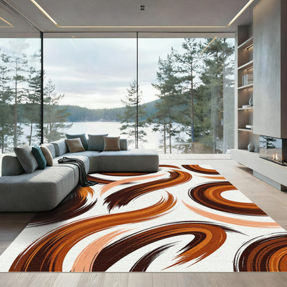 Abstract Copper Swirls Earthy Tone Rug