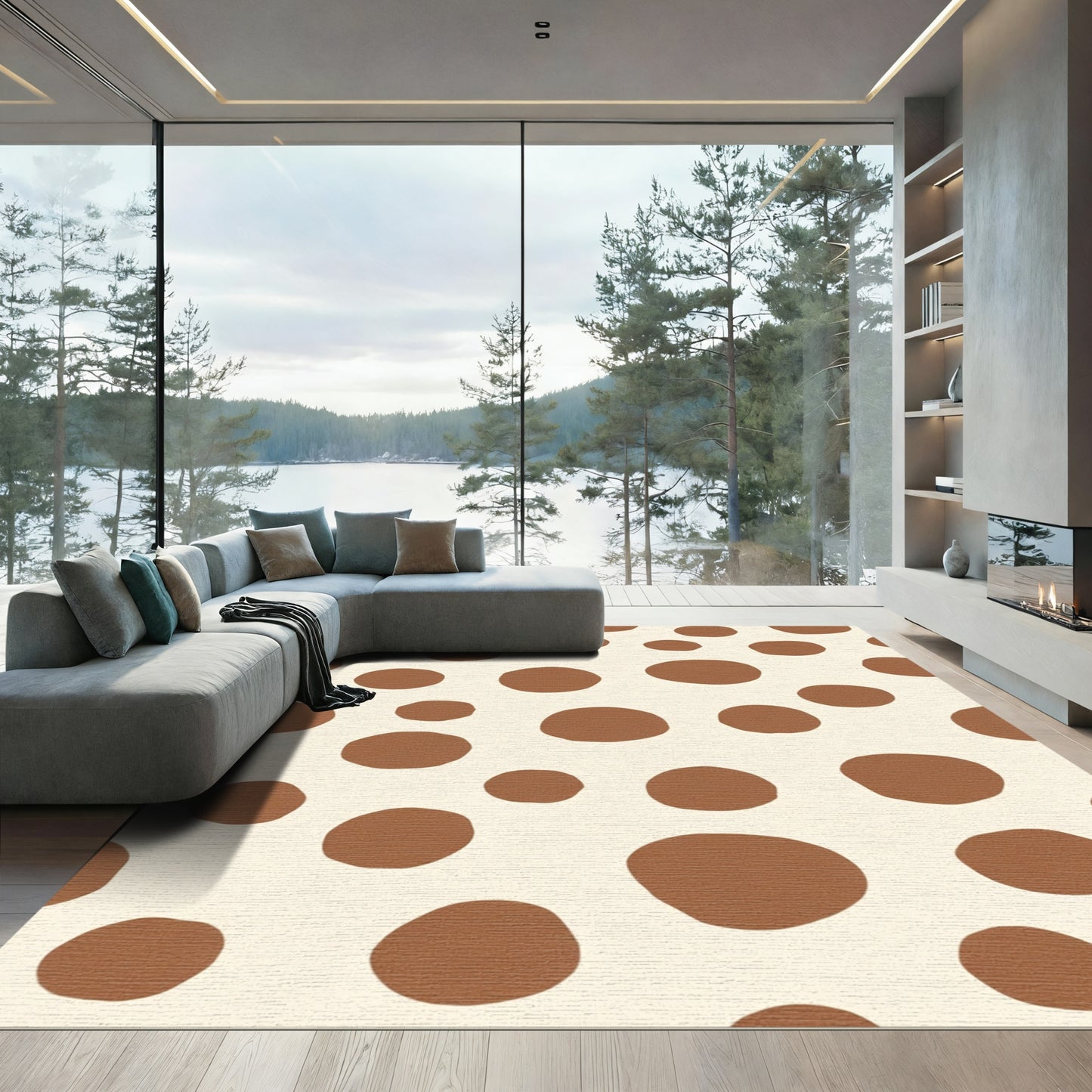 Brown Circles Scattered Backdrop Rug