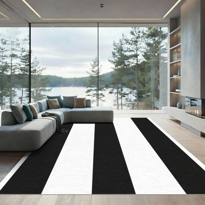 Bold Black Classic Stripe Rug