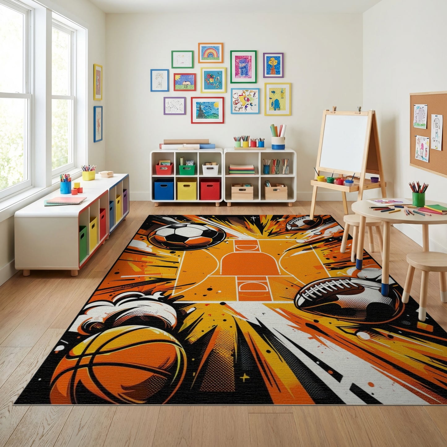 Explosive Soccer Basketball Football Hoop Rug