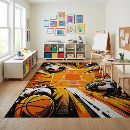 Explosive Soccer Basketball Football Hoop Rug