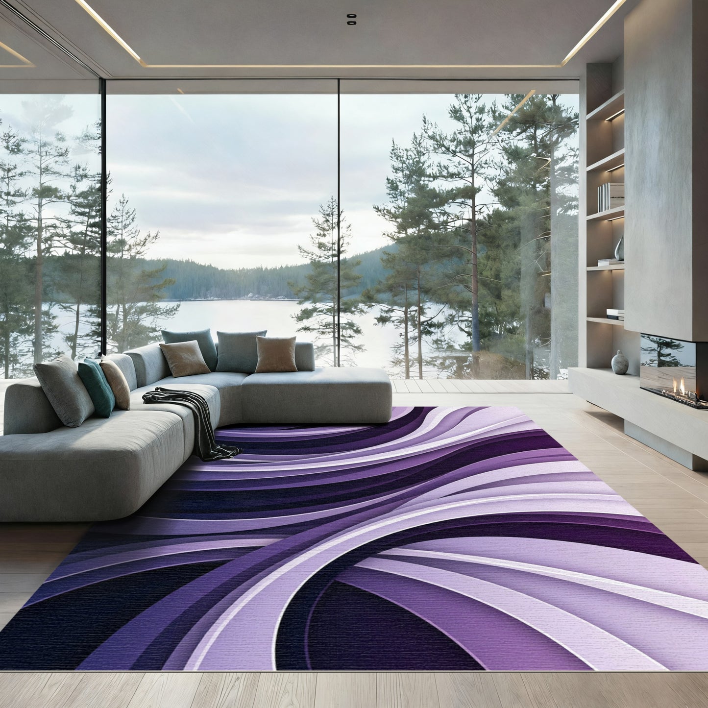 Deep Purple Swirling Layers Rug