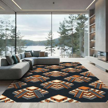 Terracotta Pyramid Isometric Seamless Rug