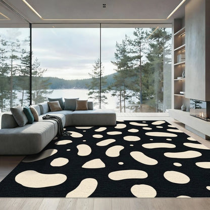 Black Cream Organic Blob Arrangement Rug