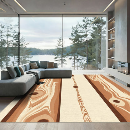 Natural Wood Grain Vertical Lines Rug