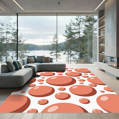 Coral Geometric Bubble Polka Dot Rug