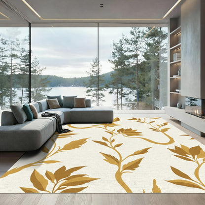 Gold Floral Vine Scroll Rug