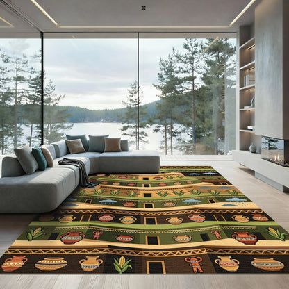 Terraced Village Terra Cotta Corn Landscape Rug