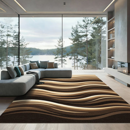 Warm Tones Layered Wave Rug