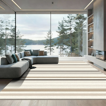 Neutral Earth Tone Horizontal Stripe Rug
