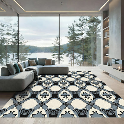 Art Deco Grey Cream Archway Diamonds Rug