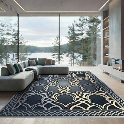 Elegant Silver Gold Archway Interlace Rug