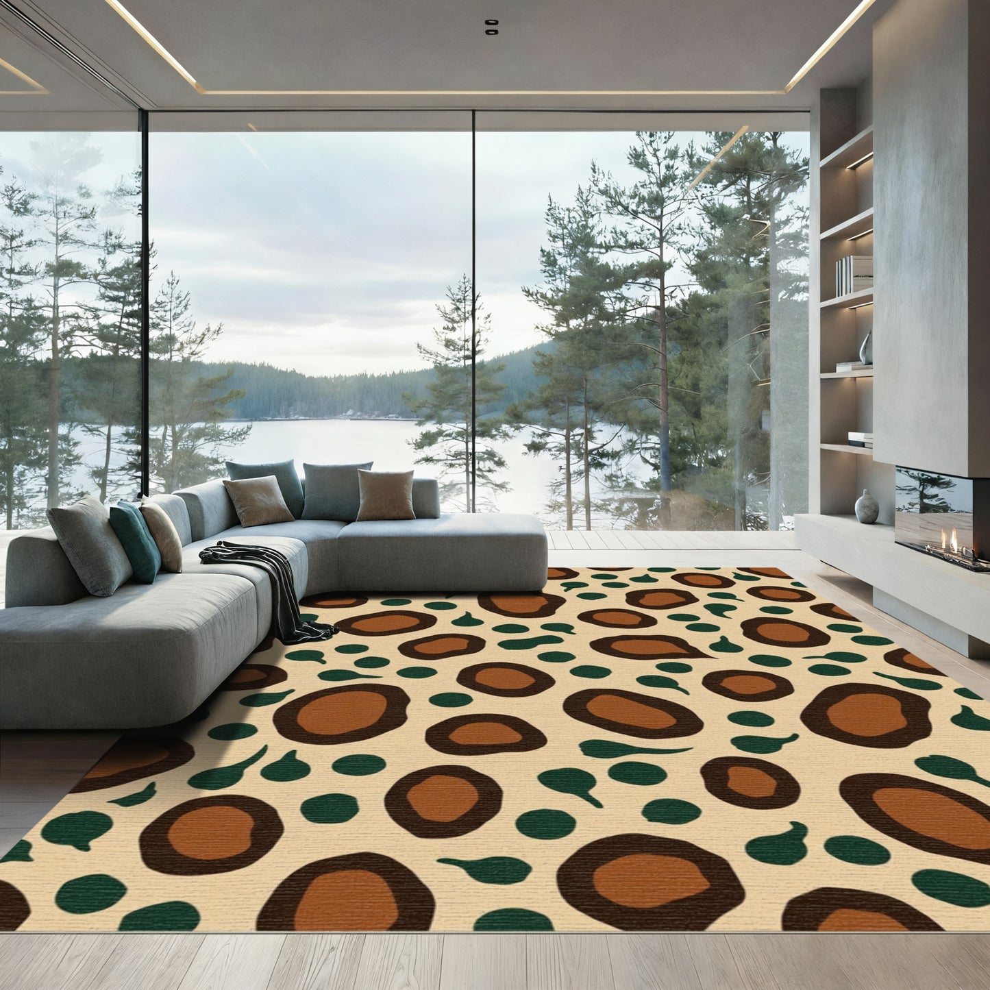 Brown Tan Organic Dot Sprinkle Rug