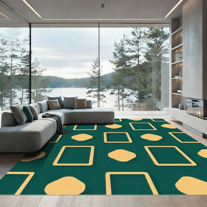 Teal Amber Geometric Overlay Rug