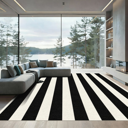 High Contrast Vertical Line Area Rug