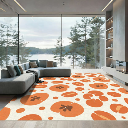 Warm Orange Abstract Fruit Shapes Rug