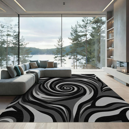 Monochromatic Swirl Abstract Flow Rug