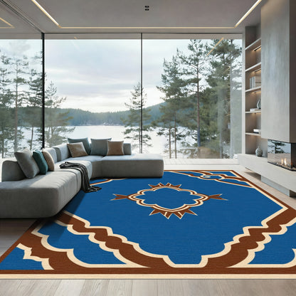 Classic Blue Brown Quattrofoil Medallion Rug