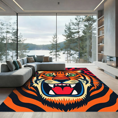 Fierce Orange Tiger Roaring Vivid Rug
