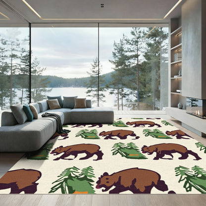 Brown Bear Forest Woodland Wildlife Rug