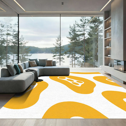 Golden Organic Blob Abstract Rug
