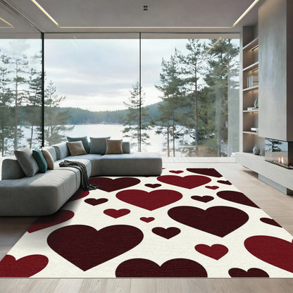 Minimalist Deep Red Heart Silhouette Rug
