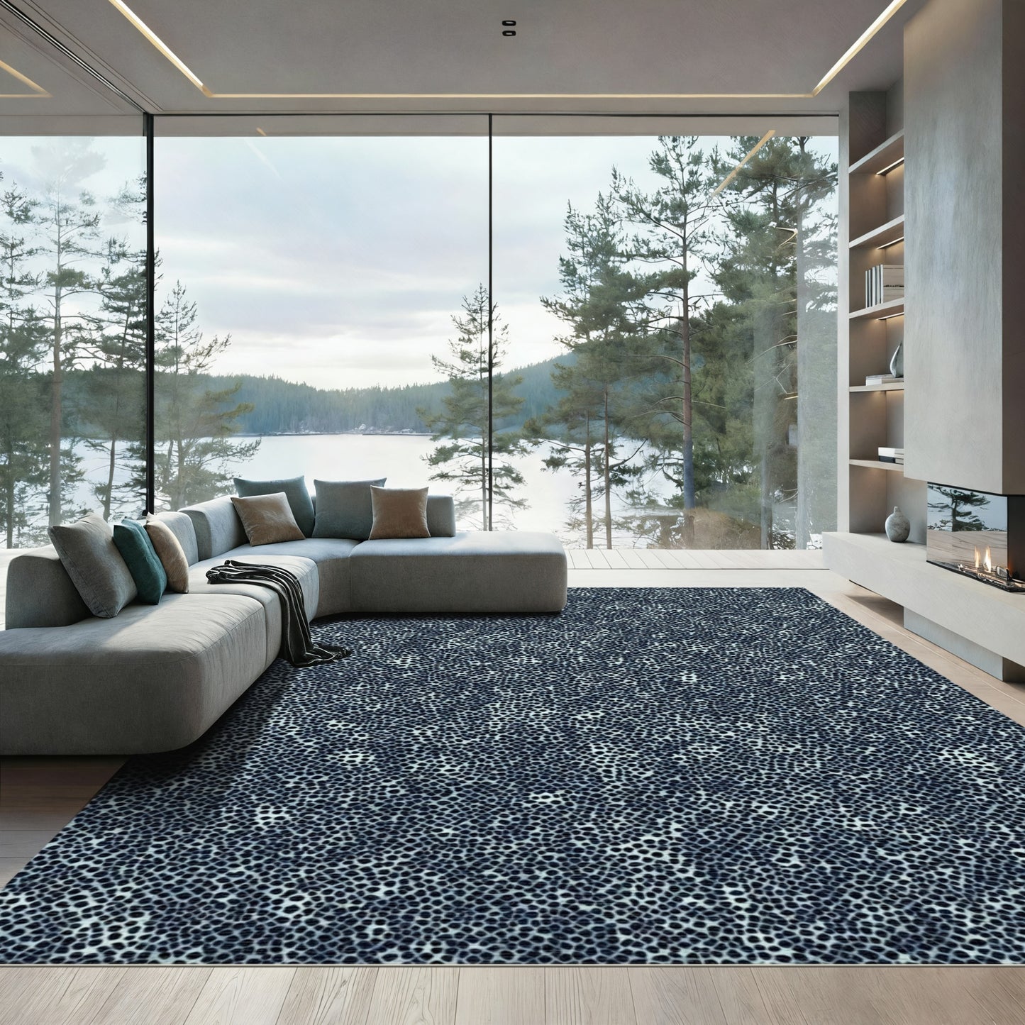 Navy Small Dot Texture Rug