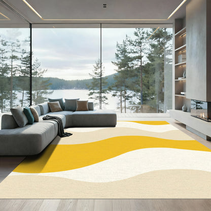 Sunny Ochre Abstract Wave Rug