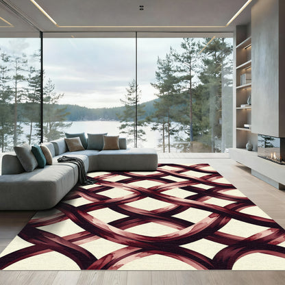 Deep Burgundy Interlocking Ribbon Weave Rug