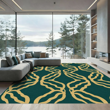 Gold Winding Chain Emerald Pattern Rug