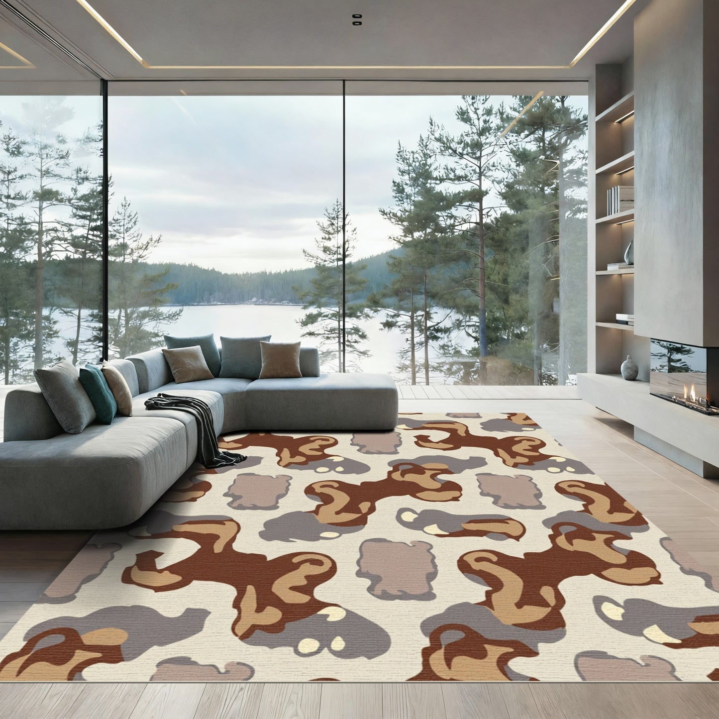 Earthy Abstract Blotch Cluster Rug