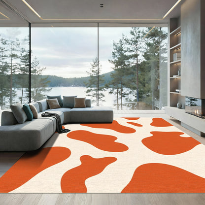Orange Cream Abstract Spots Rug