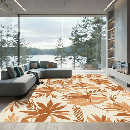 Terracotta Floral Branch Arrangement Rug