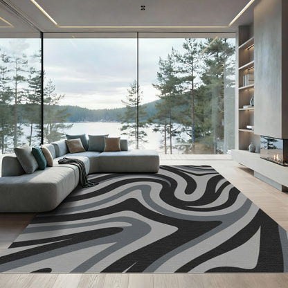 Dark Gray Swirling Stripe Rug