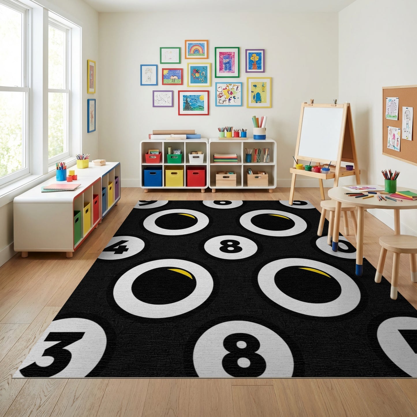 Playful Googly Eyes Numeric Pattern Rug