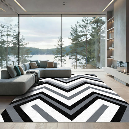 Monochrome Zigzag Chevron Geometric Rug