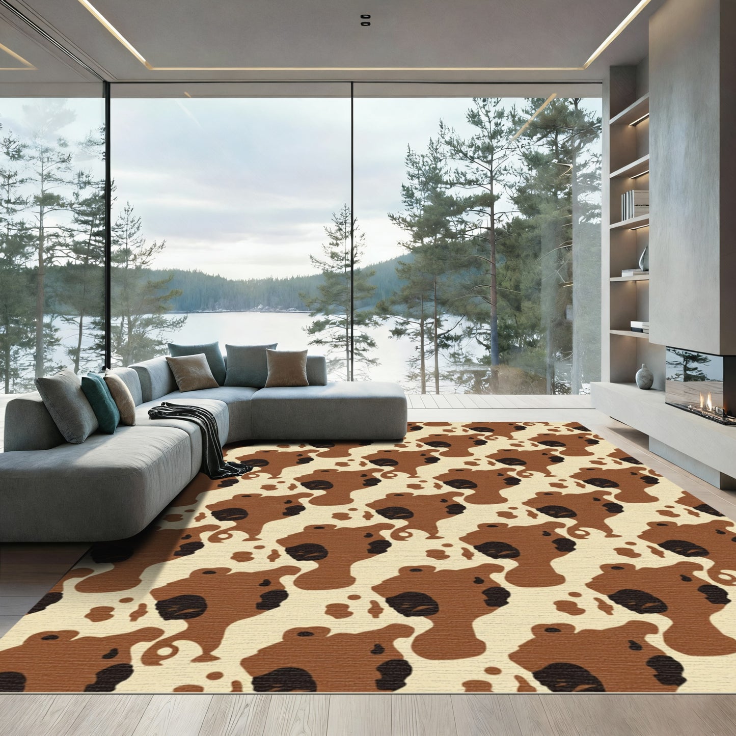 Terra Cotta Brown Abstract Spots Rug