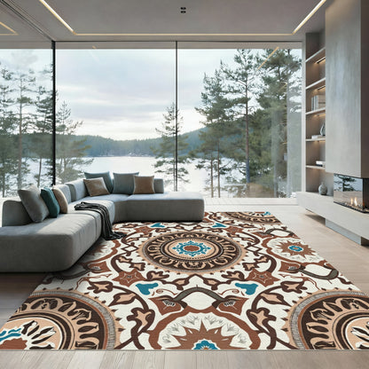 Earth Tones Medallion Mandala Art Rug