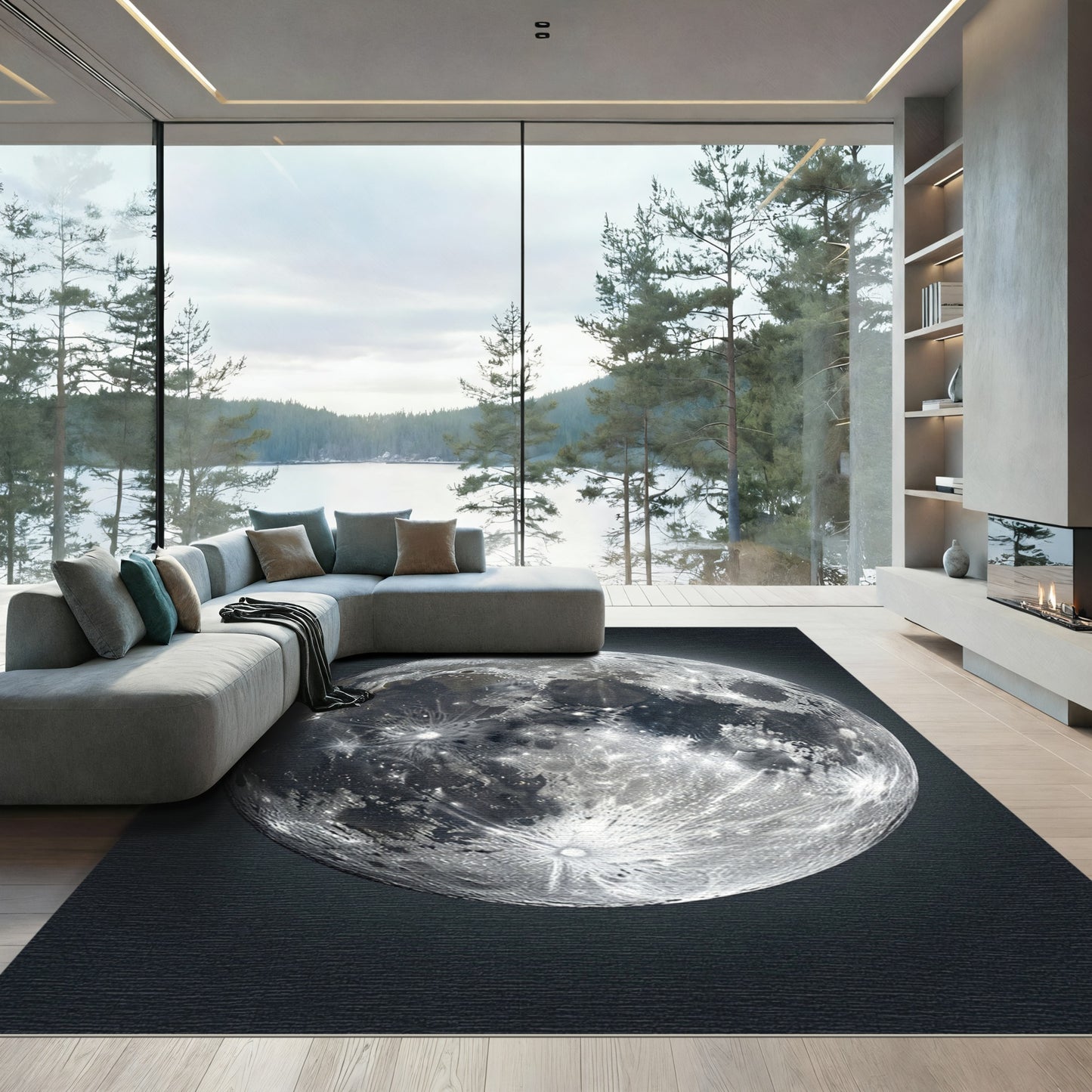 Lunar Crater Full Moon Surface Rug