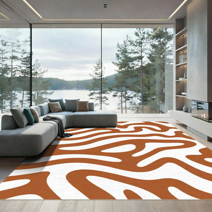 Terracotta White Organic Stripe Rug