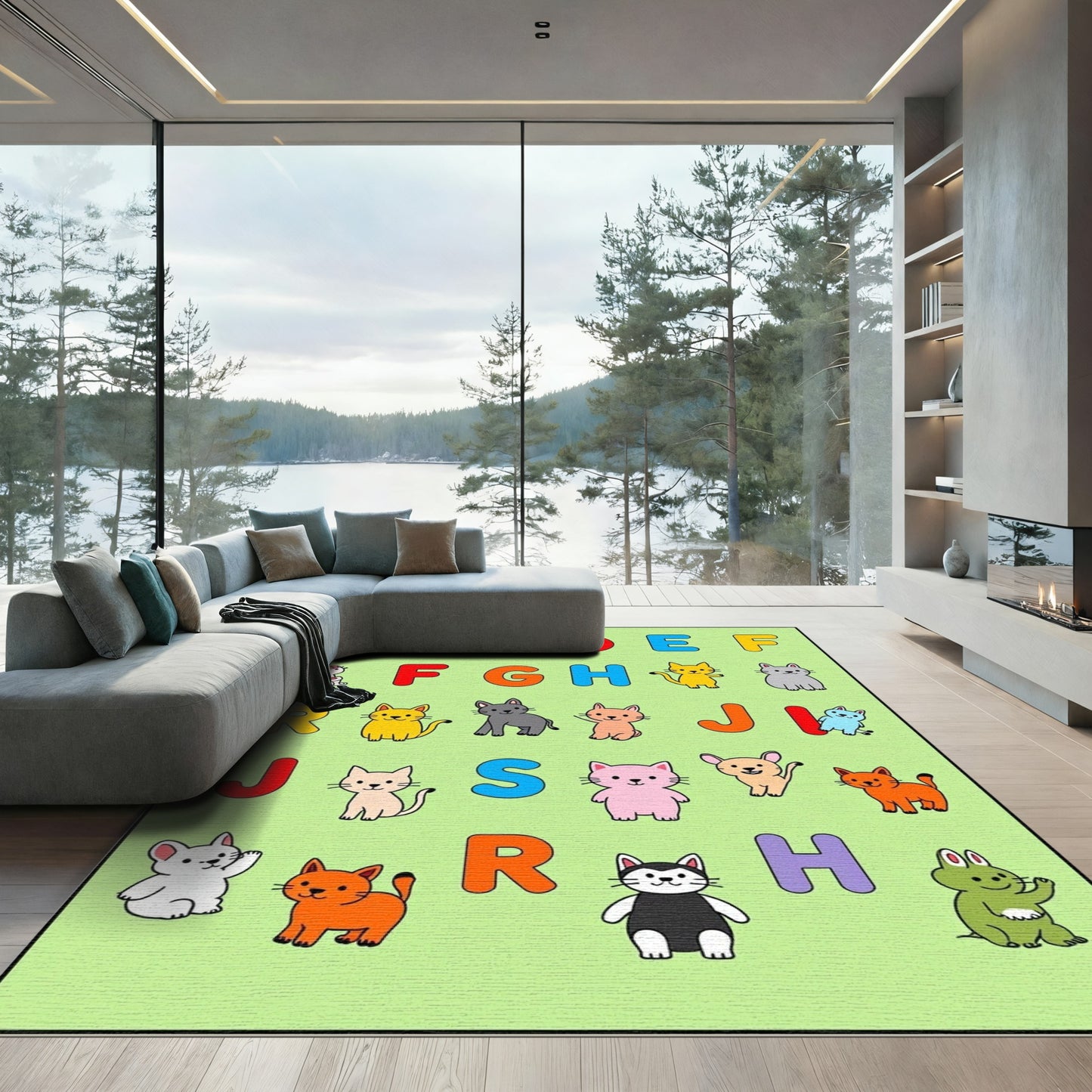 Alphabet Cats Fun Composition Rug