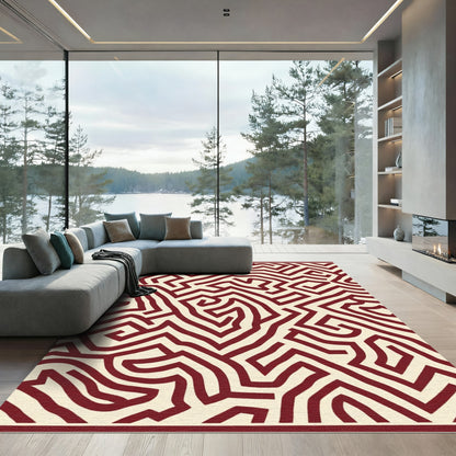 Crimson Labyrinth Maze Rug