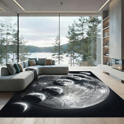 Monochromatic Lunar Phases Celestial Sphere Rug