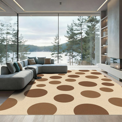 Warm Brown Circles Scattered Landscape Rug