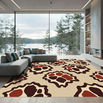 Abstract Tribal Red Brown Organic Rug
